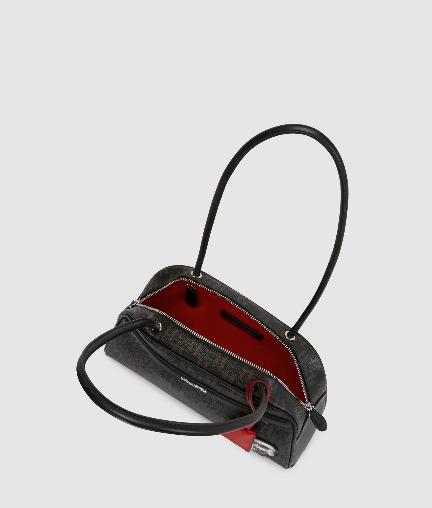 KarlLagerfeld Ikon Monogram Bowling Bag Brown-Monogram