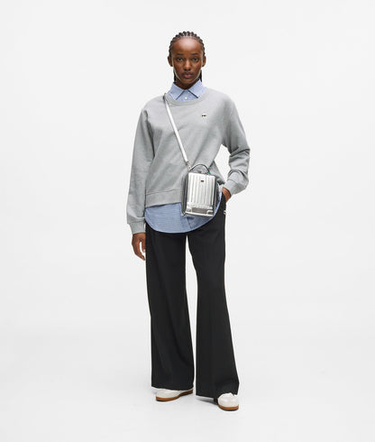 KarlLagerfeld Ikon Suitcase Crossbody Bag Silver