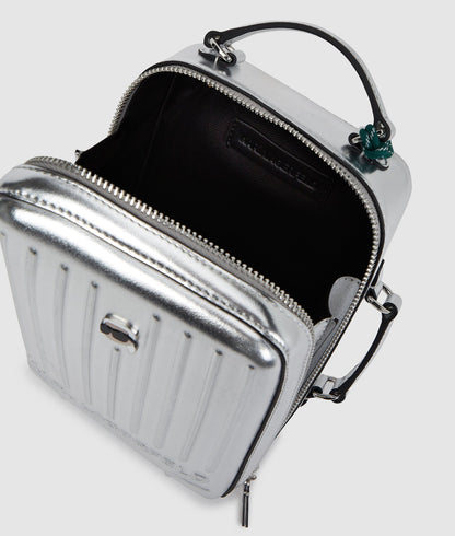 KarlLagerfeld Ikon Suitcase Crossbody Bag Silver