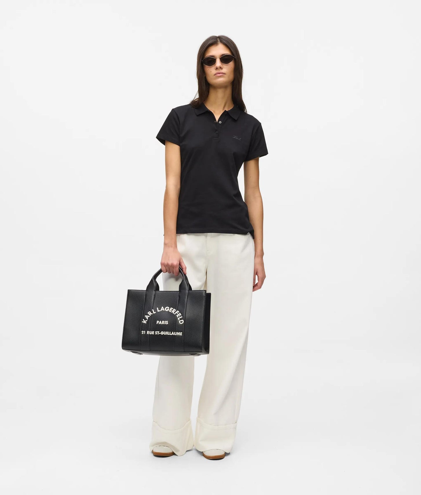 KarlLagerfeld Rue St-Guillaume Medium Tote Bag White/Black