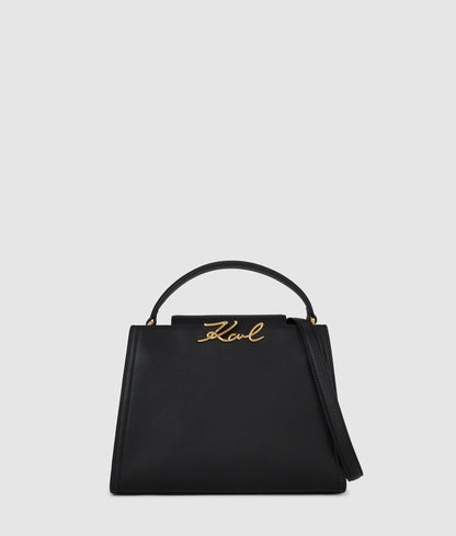 KarlLagerfeld Ksignature Medium Top Handle Bag Black/Gold