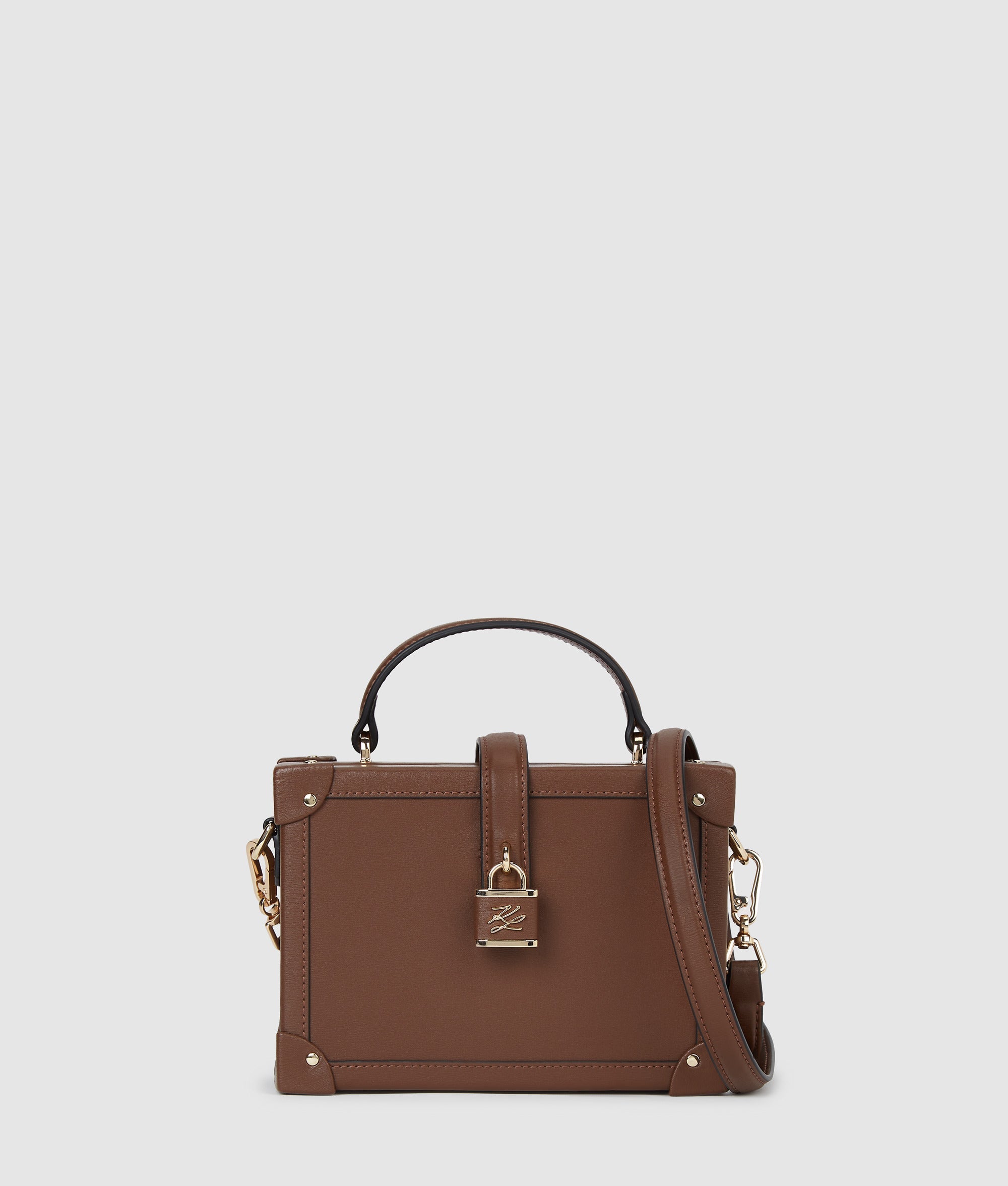 KarlLagerfeld Kautograph Padlock Trunk Bag Dark Friar Brown