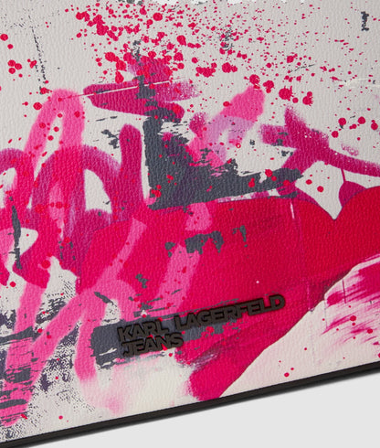 KarlLagerfeld Graffiti Print Shoulder Bag Painters Print Pink All Over Print