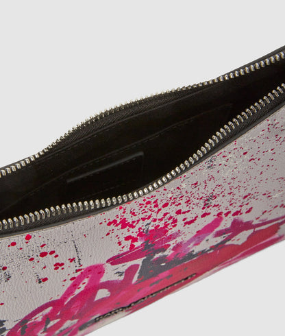 KarlLagerfeld Graffiti Print Shoulder Bag Painters Print Pink All Over Print