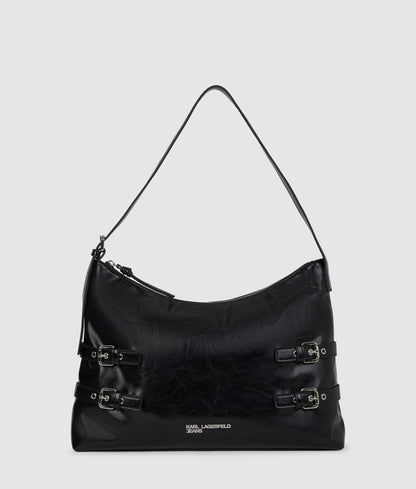 KarlLagerfeld Large Buckle Shoulder Bag Black