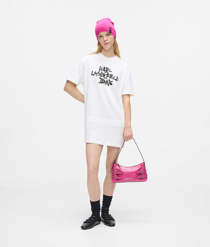 Karl Lagerfeld Graffiti T-Shirt Dress White