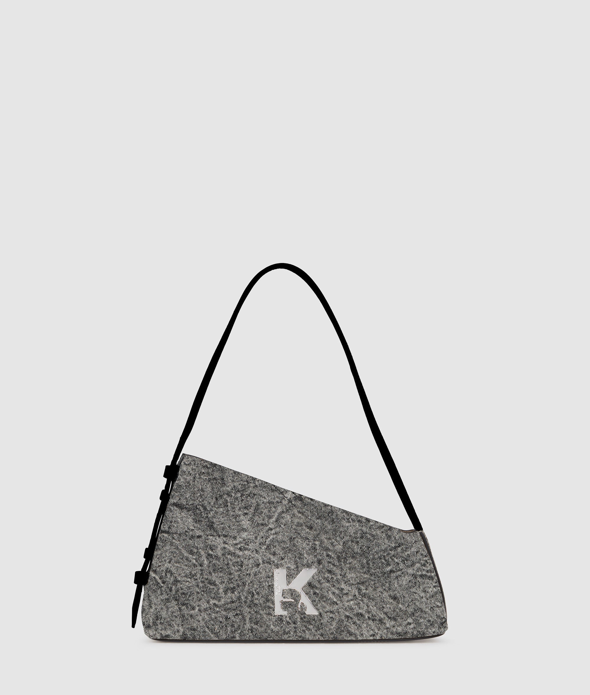 KarlLagerfeld Geo Denim Shoulder Bag Washed Black