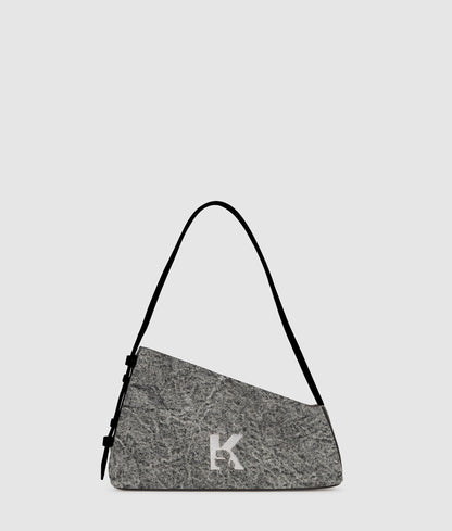KarlLagerfeld Geo Denim Shoulder Bag Washed Black