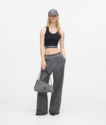 KarlLagerfeld Geo Denim Shoulder Bag Washed Black