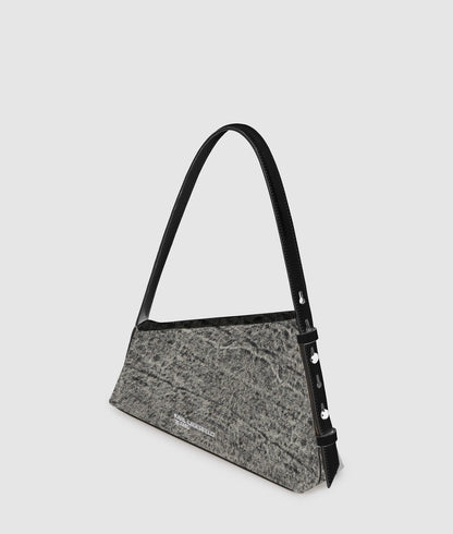 KarlLagerfeld Geo Denim Shoulder Bag Washed Black