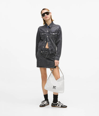 KarlLagerfeld Geo High-Shine Tote Bag Off White