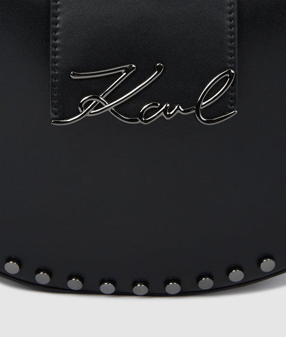 KarlLagerfeld Ksignature Studded Moon Bag Black Embellishment