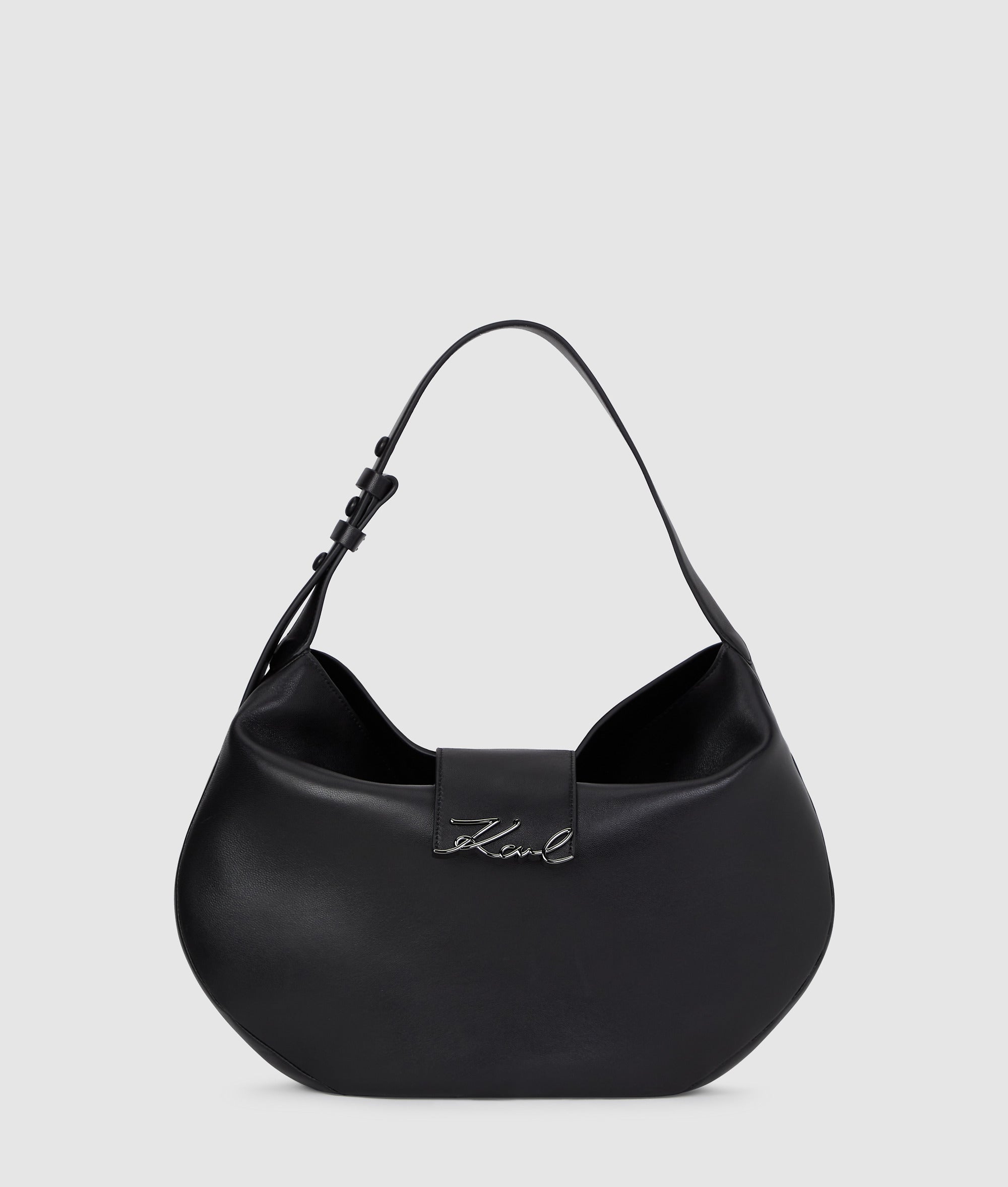 KarlLagerfeld Ksignature Oversized Moon Bag Black-Nickel