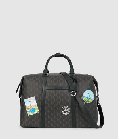 KarlLagerfeld Ikon Monogram Weekender Bag Brown-Monogram