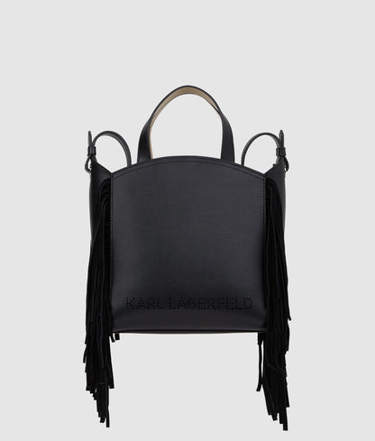 KarlLagerfeld Kcircle Small Fringe Tote Bag Black-Nickel