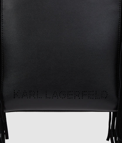 KarlLagerfeld Kcircle Small Fringe Tote Bag Black-Nickel