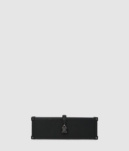 KarlLagerfeld Kautograph Padlock Trunk Clutch Black-Nickel