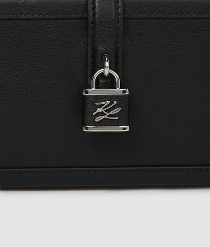 KarlLagerfeld Kautograph Padlock Trunk Clutch Black-Nickel