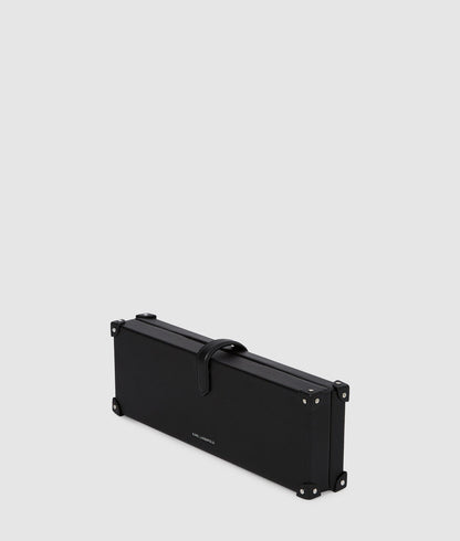 KarlLagerfeld Kautograph Padlock Trunk Clutch Black-Nickel