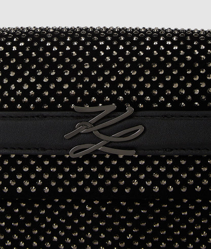 KarlLagerfeld Kautograph Rhinestone Top Handle Bag Black Embellishment