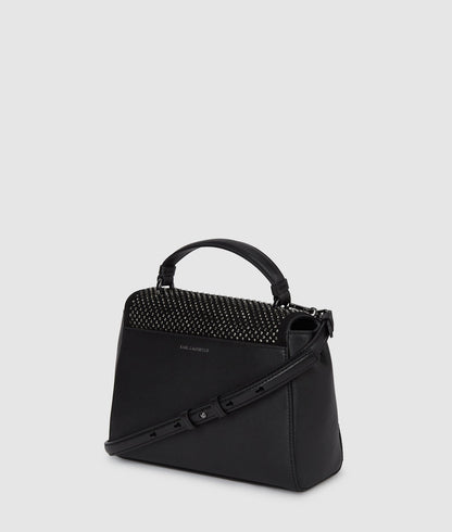 KarlLagerfeld Kautograph Rhinestone Top Handle Bag Black Embellishment