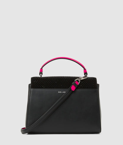 KarlLagerfeld Exclusive Kautograph Rhinestone Top-Handle Bag Black Embellishment