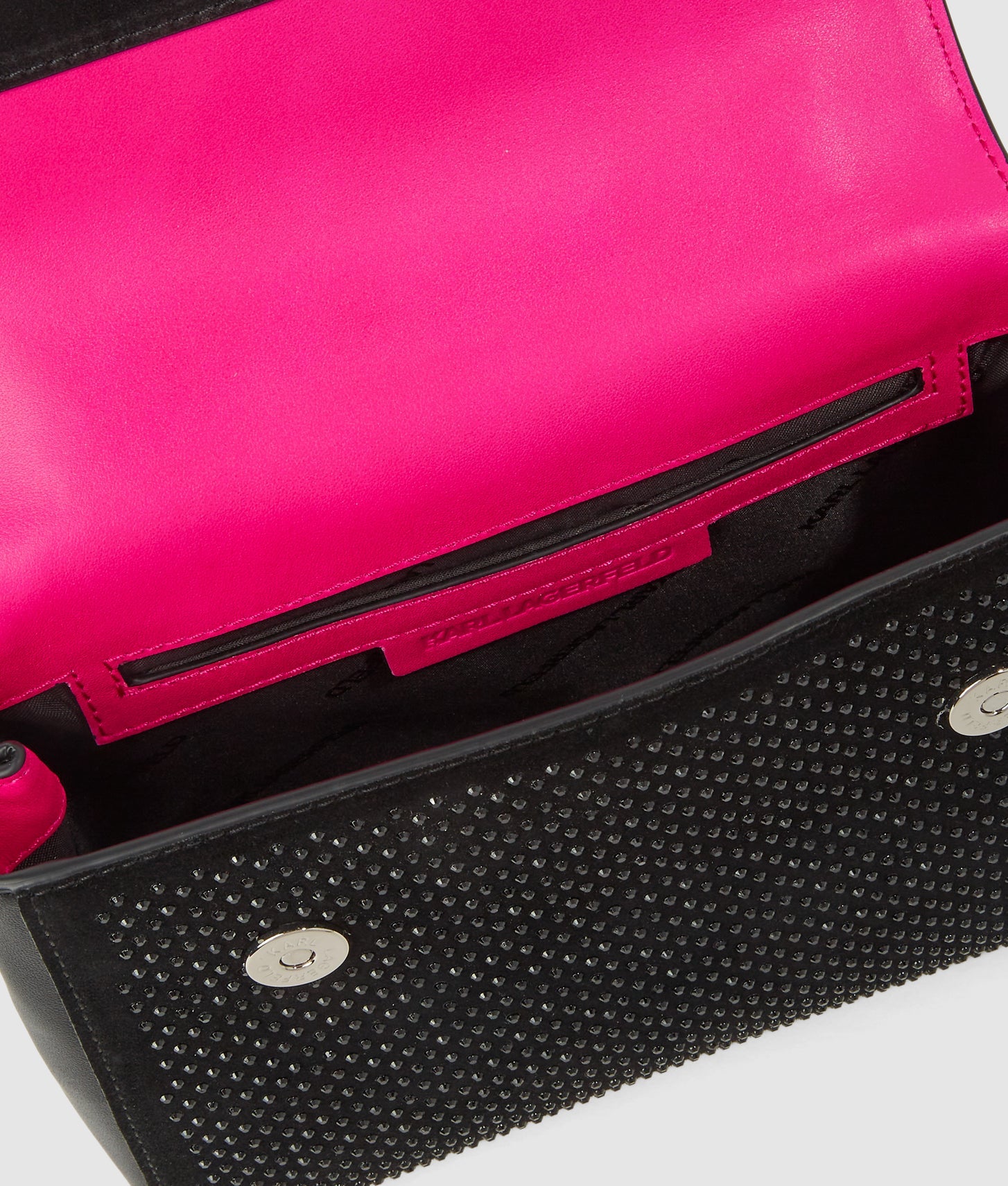 KarlLagerfeld Exclusive Kautograph Rhinestone Top-Handle Bag Black Embellishment