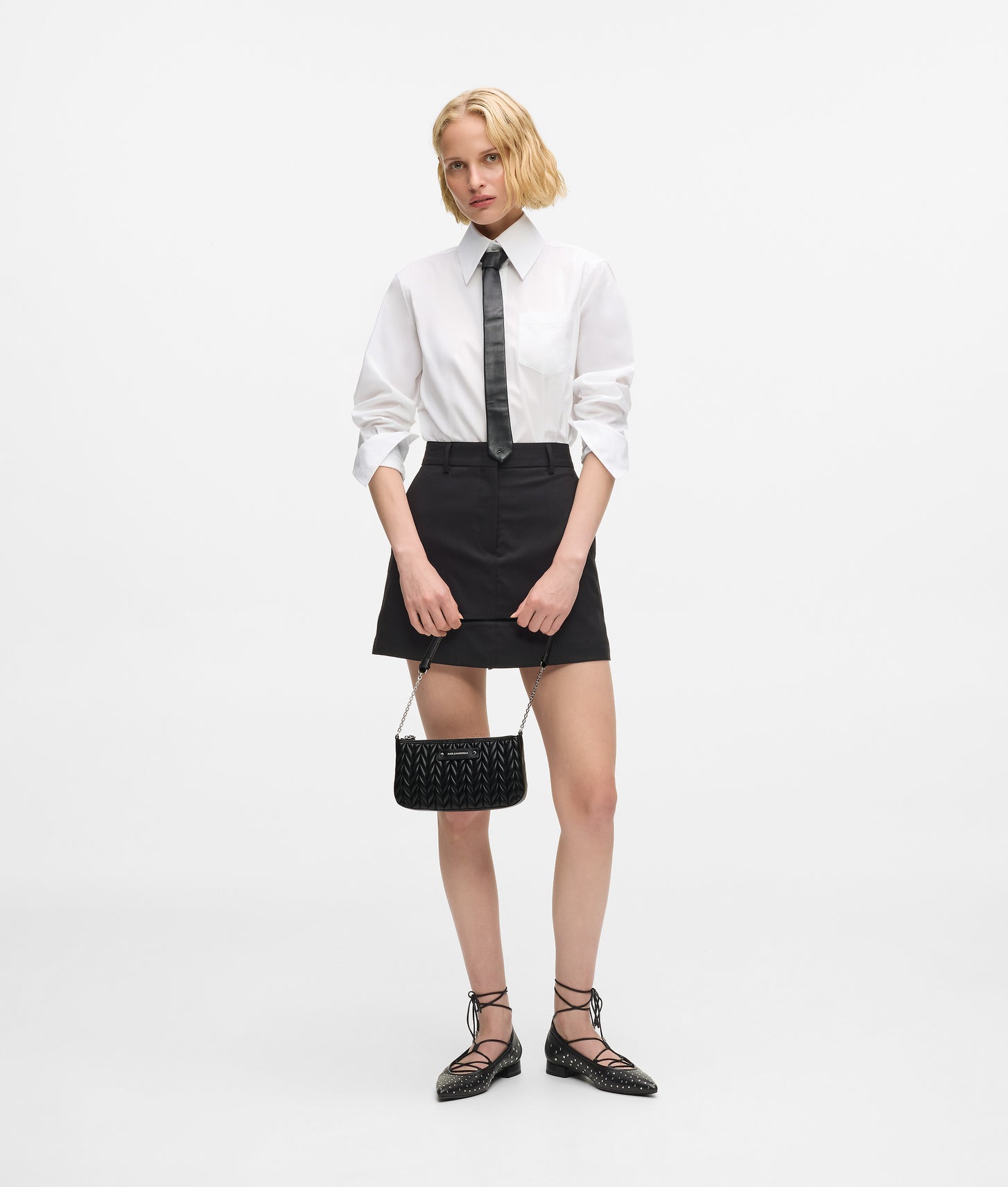 KarlLagerfeld Kweave Mini Shoulder Bag Black-Nickel