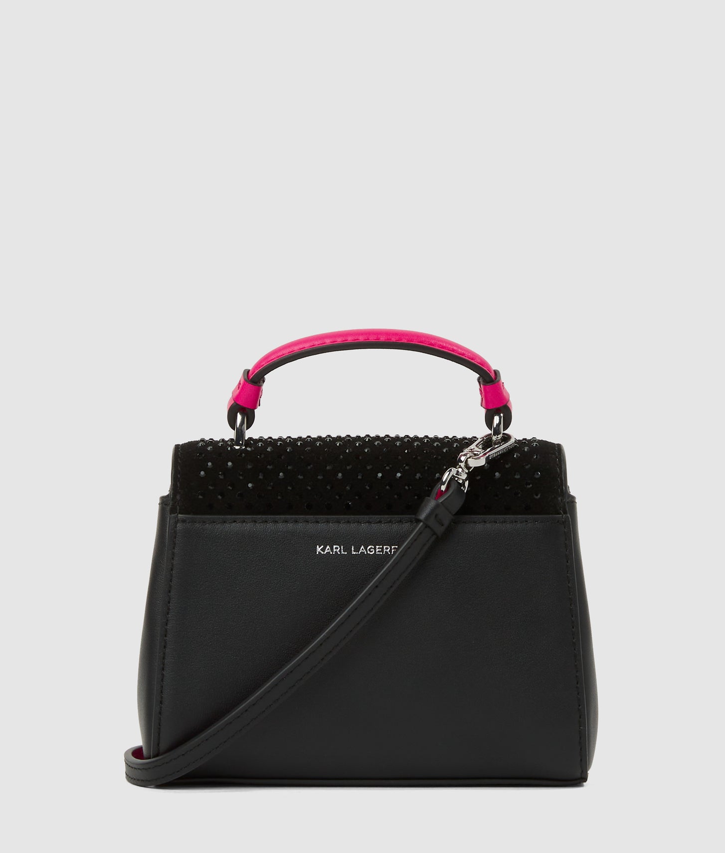 KarlLagerfeld Exclusive Kautograph Rhinestone Nano Bag Black Embellishment