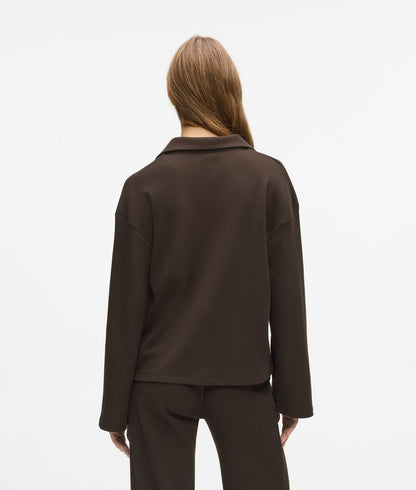 Karl Lagerfeld Waffle Loungewear Polo Shirt Black Coffee