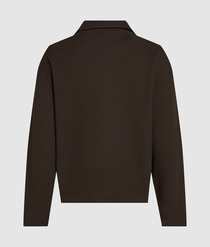 Karl Lagerfeld Waffle Loungewear Polo Shirt Black Coffee