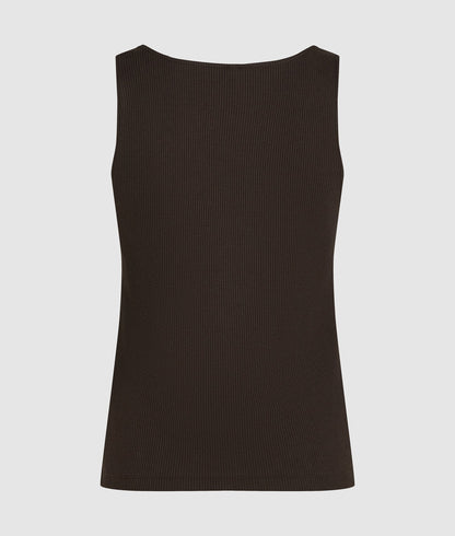 Karl Lagerfeld Waffle Loungewear Tank Top Black Coffee