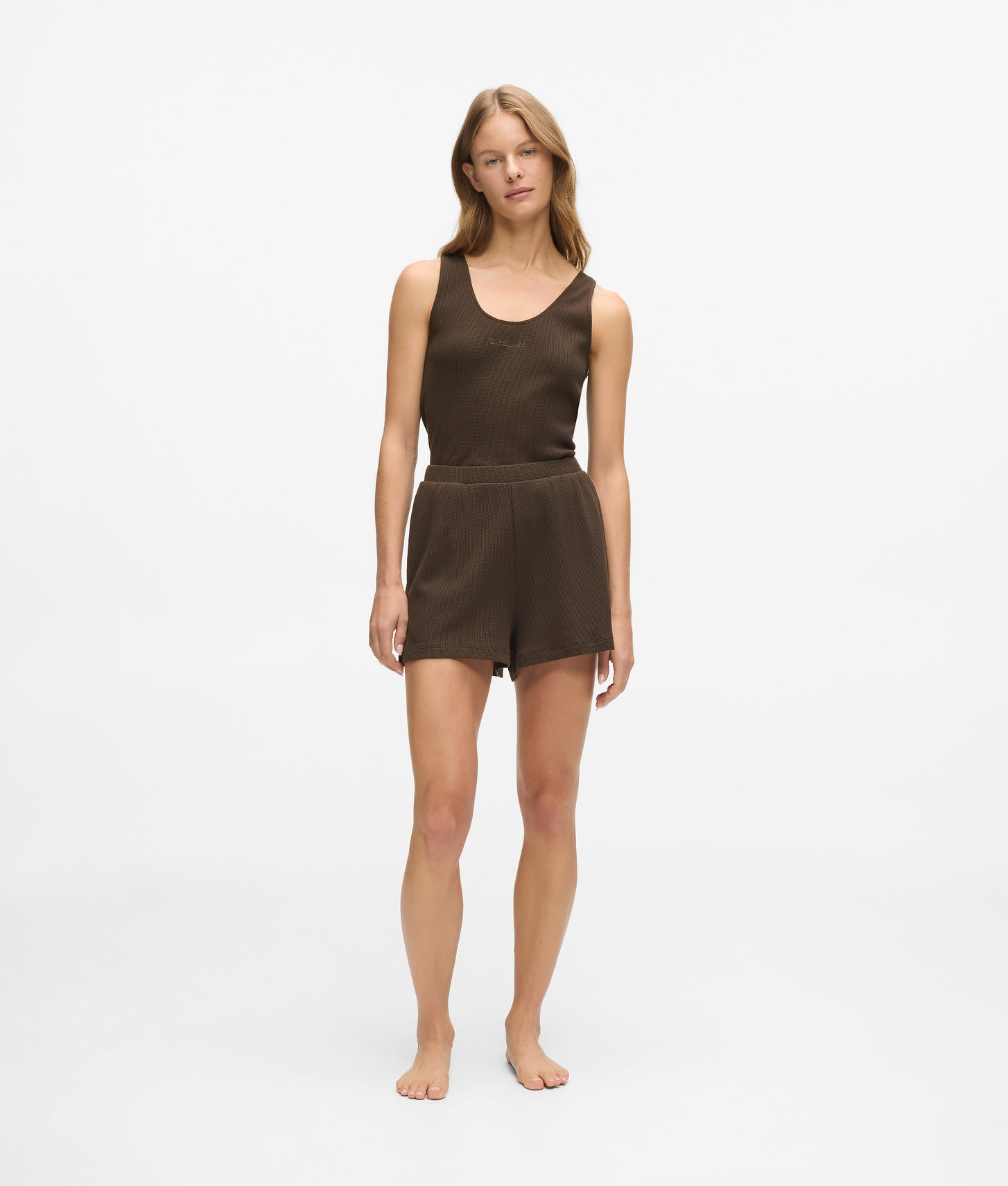 Karl Lagerfeld Waffle Loungewear Shorts Black Coffee