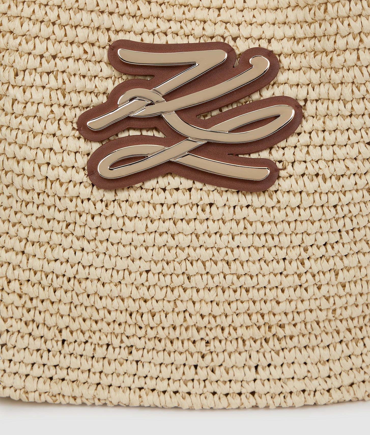 KarlLagerfeld Kautograph Crochet Hobo Bag Natural
