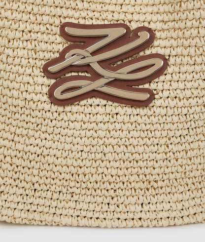 KarlLagerfeld Kautograph Crochet Hobo Bag Natural