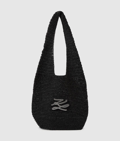 KarlLagerfeld Kautograph Crochet Hobo Bag Black