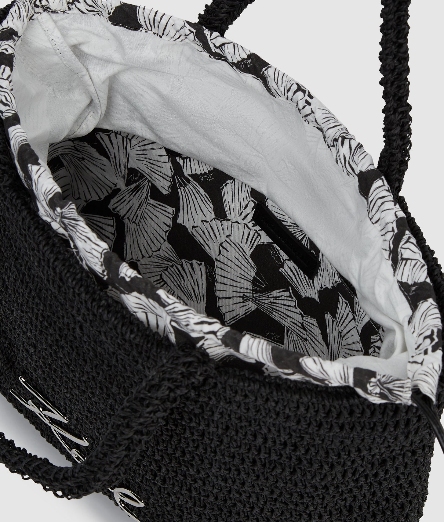 KarlLagerfeld Ksignature Crochet Beach Bag Black