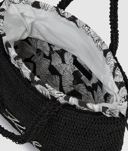 KarlLagerfeld Ksignature Crochet Beach Bag Black