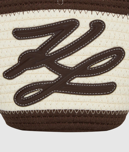 KarlLagerfeld Kautograph Rope Small Beach Bag Black Coffee