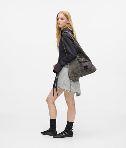 KarlLagerfeld Denim Hobo Shopper Black Denim-Grey Denim