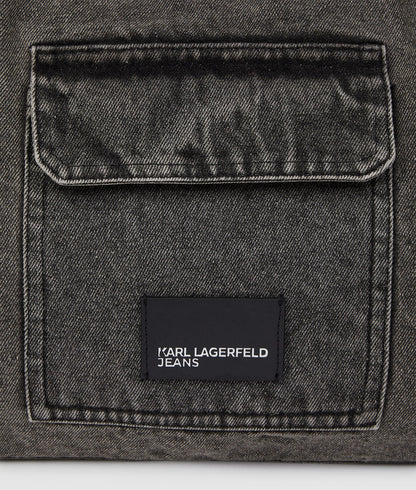KarlLagerfeld Denim Hobo Shopper Black Denim-Grey Denim
