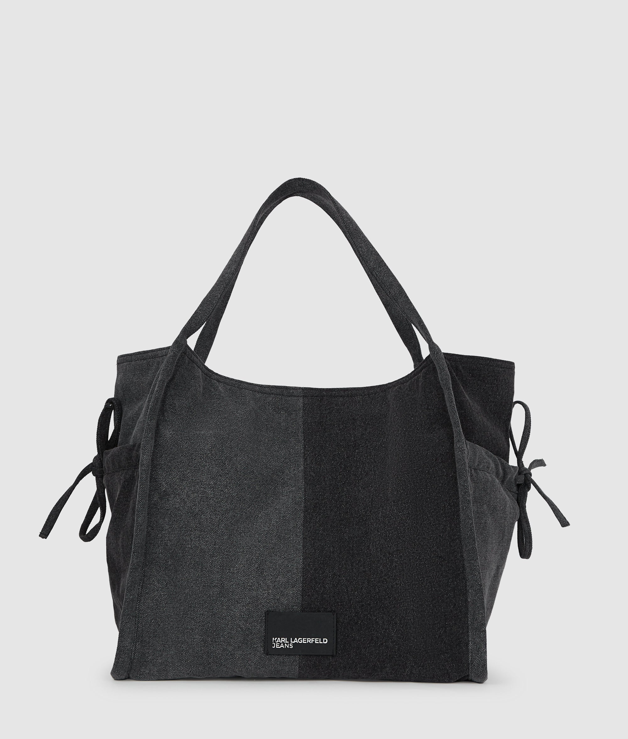 KarlLagerfeld Two-Tone Denim Shopper Black Denim-Grey Denim