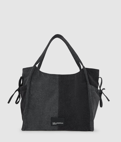KarlLagerfeld Two-Tone Denim Shopper Black Denim-Grey Denim