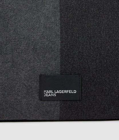 KarlLagerfeld Two-Tone Denim Shopper Black Denim-Grey Denim