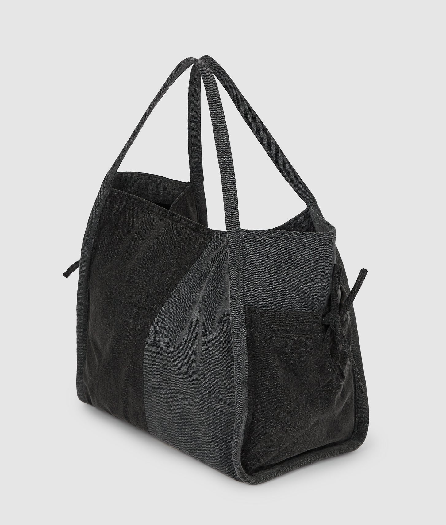 KarlLagerfeld Two-Tone Denim Shopper Black Denim-Grey Denim