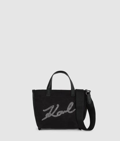 KarlLagerfeld Ksignature Mini Rhinestone Shopper Black Embellishment