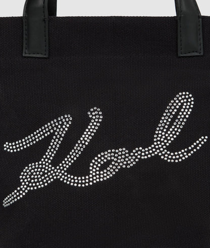 KarlLagerfeld Ksignature Mini Rhinestone Shopper Black Embellishment