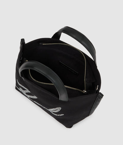 KarlLagerfeld Ksignature Mini Rhinestone Shopper Black Embellishment