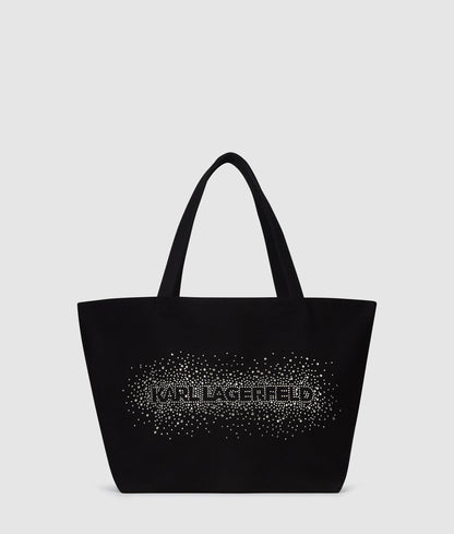 KarlLagerfeld Logo Rhinestone Shopper Black