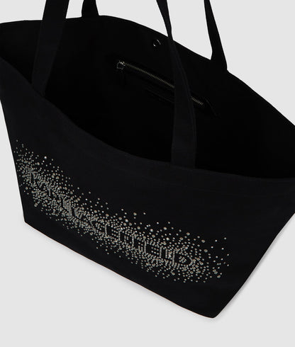 KarlLagerfeld Logo Rhinestone Shopper Black